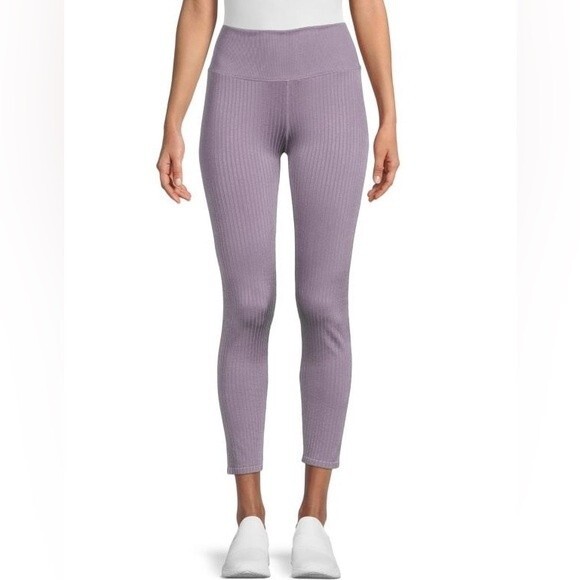 NWT ** Good American Wide Ribbed Shine Dusty Violet Purple Legging Size 5/6 - Picture 1 of 4